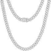 NICEIGHT Cuban Link Chain Mens Iced Out Cuban Necklace and Bracelet for Men Women Gold Silver Plated Diamond Chain Hip Hop Jewelry