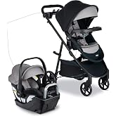 Britax Willow Brook S+ Baby Travel System, Infant Car Seat and Stroller Combo with Alpine Base, ClickTight Technology, SafeWash Insert and Cover, 1 Count, Graphite Onyx