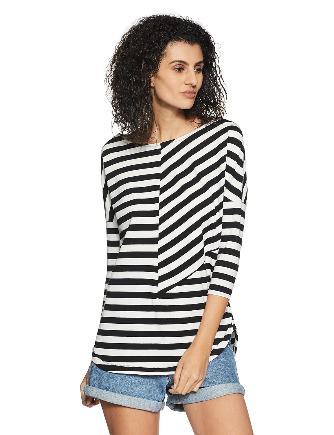 symbol amazon brand women's striped loose fit t-shirt