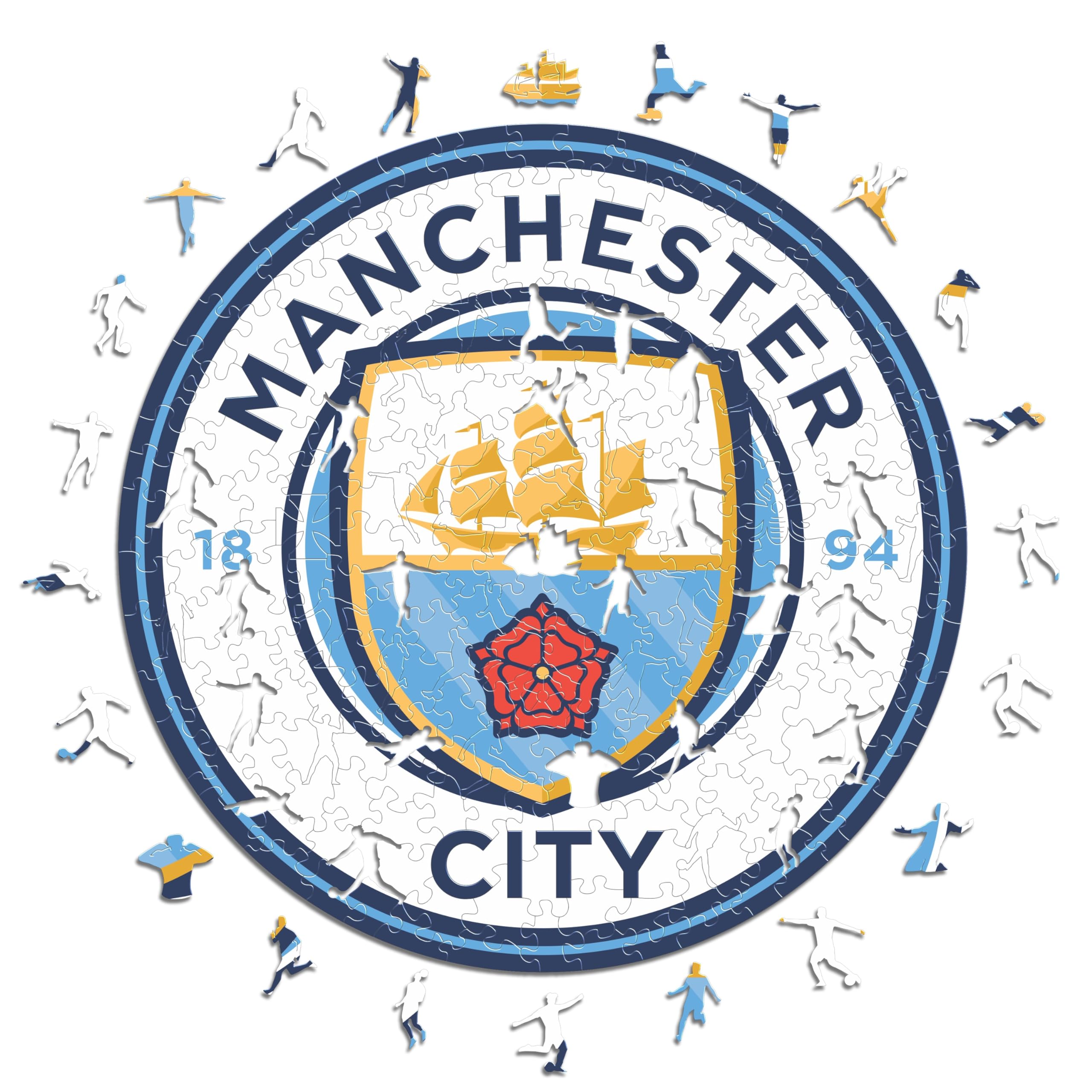 Iconic Puzzles - Manchester City Logo, 100% eco-sustainable wooden puzzle with official license, size S, 150 pieces โ image 1