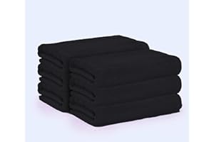 GLAMBURG 100% Cotton 6 Pack Bath Towel Set, Ultra Soft Bath Towels 22x44, Towels for Gym Yoga Pool Spa, Quick Drying & Highly Absorbent - Black