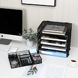 EasyPAG 5 Tier Metal Mesh A4 Desk Tray File Holder with Drawer Black view 7