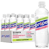 Propel Energy Boost Water, Passionfruit Guava, 16.9 fl oz Bottles, (12 Pk) | Caffeine and Citicoline, Zero Calories, Zero Sugar, Electrolytes and Vitamins B3, B4, B6, C &amp; E, Enhanced Water Sports Drink