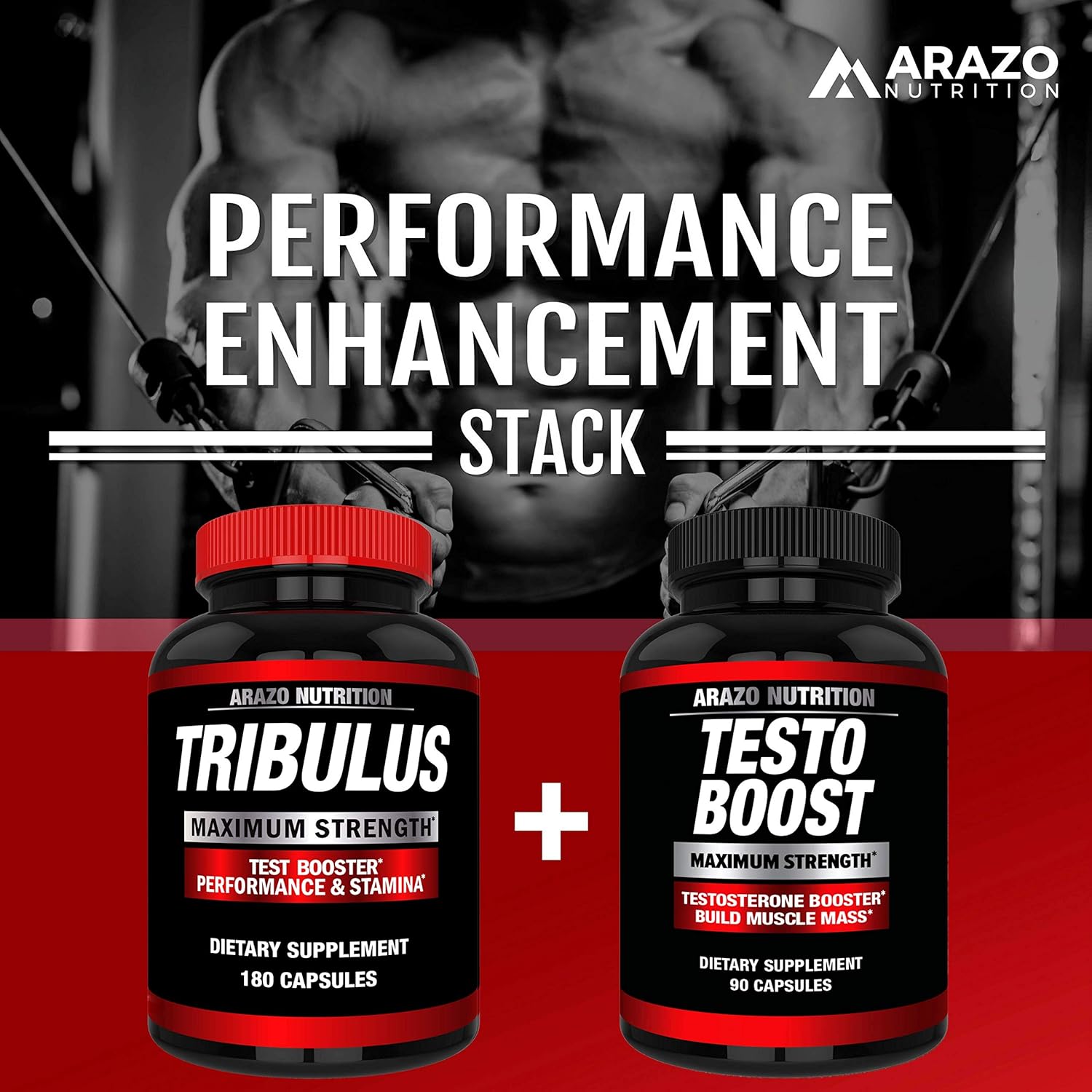 Tribulus Terrestris 1500MG Extract Powder - Testosterone Booster with Estrogen Blocker - Arazo Nutrition USA - 180 Capsules: Health & Personal Care