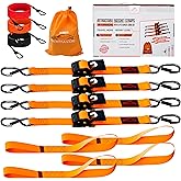 RoofPax Premium 2'' x 10" Retractable Ratchet Straps 4 Pack 3000lbs Break Strength Heavy Duty Auto Self-Retracting Tie Down Straps for Trucks Secure Cargo Tie Downs with 6pcs Bungee Cords