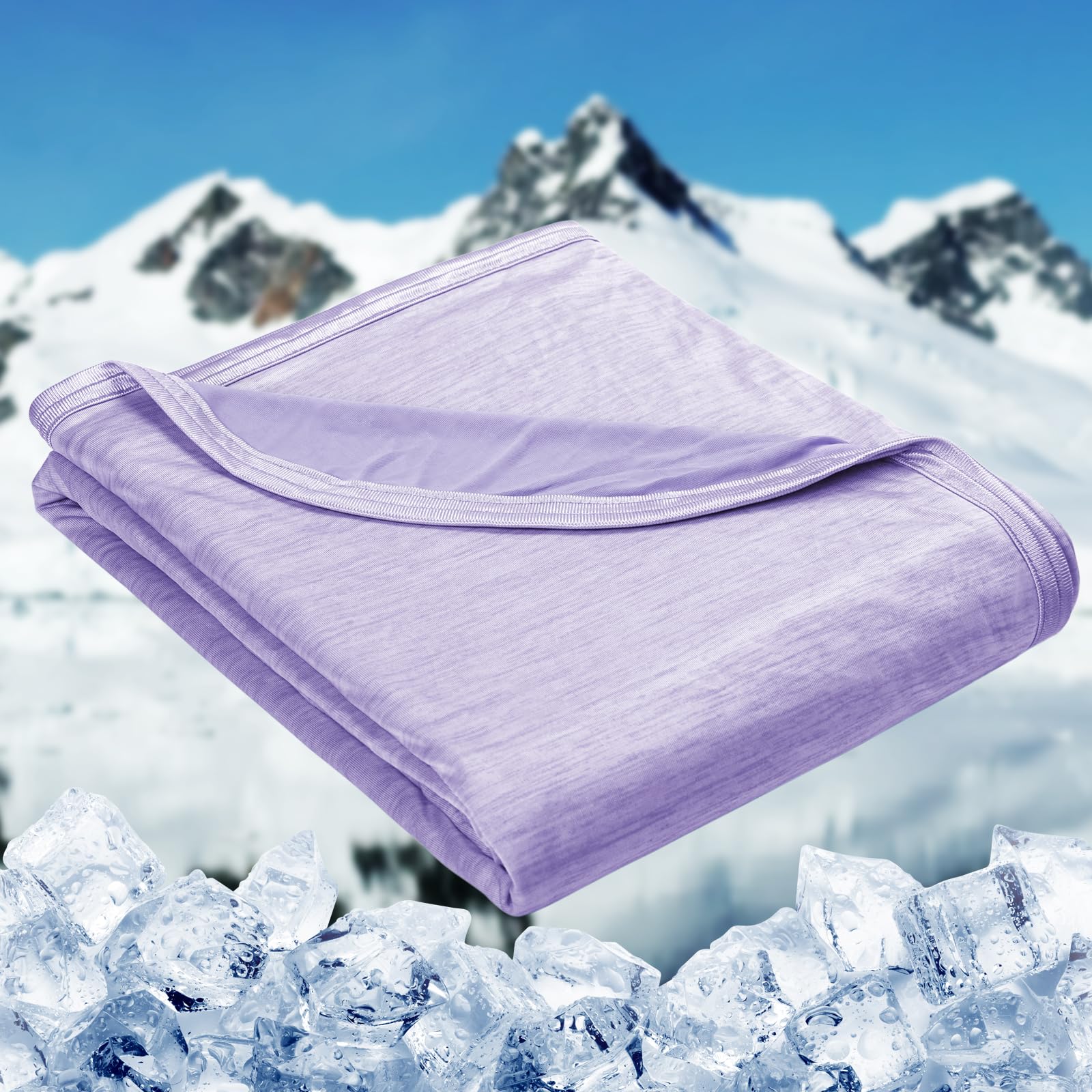 HOMFINE Cooling Blankets for Hot Sleepers - Summer Blanket Thin Lightweight Breathable Soft Double Side Enhanced Cooling for Bed Couch Sofa, Keep Cool for Night Sweats (Purple, 108 x 90 inches) Image