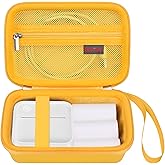 Elonbo Carrying Case for INVISEN/Miouca Label Maker Machine, Portable Mini Bluetooth Thermal Label Printer Storage Holder, Handheld Sticker Maker Printer Travel Bag, Pocket Fits Paper Tape, Yellow
