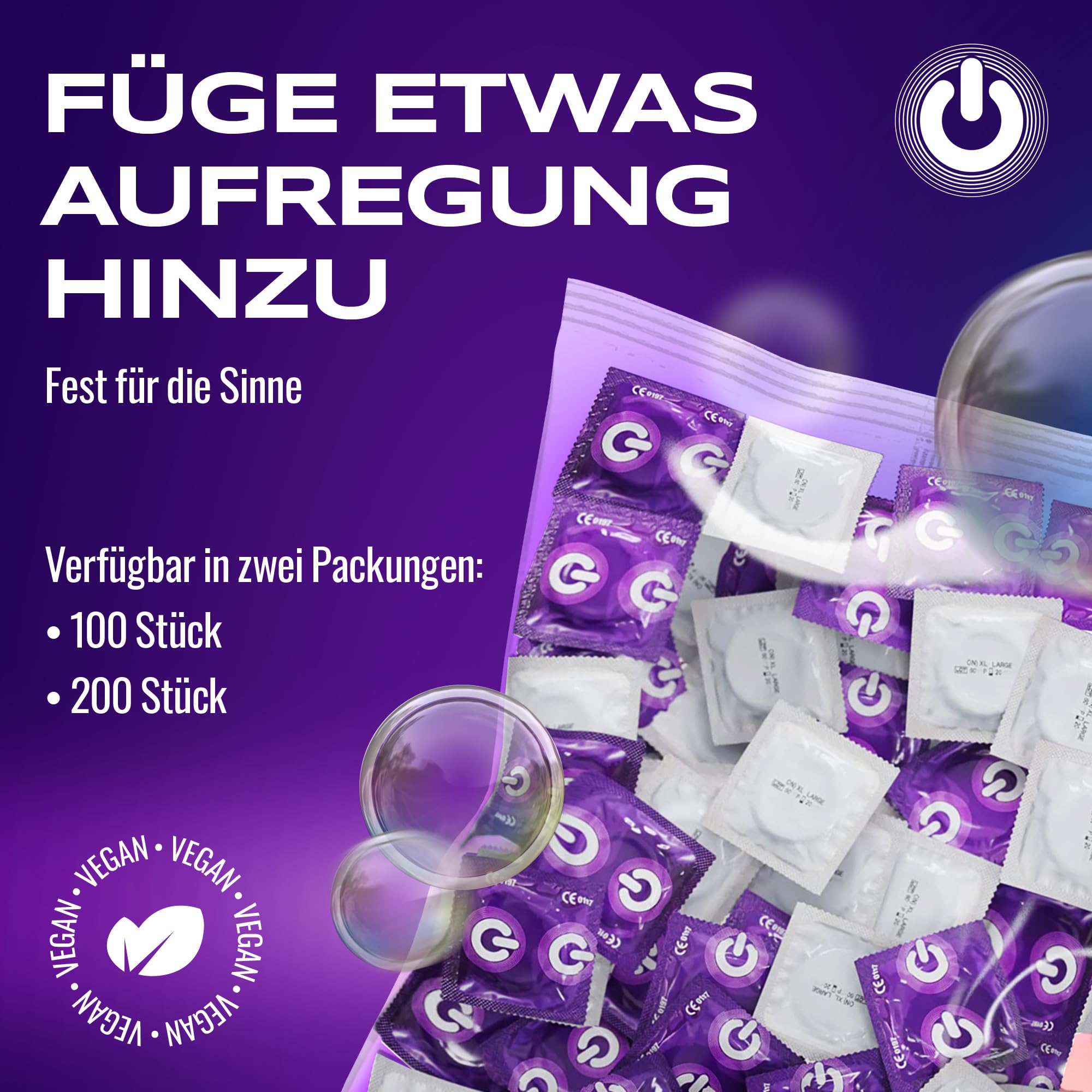 ON) Kondome Strong, Für mehr Sicherheit, extra dick 0,09 mm, Natürliches Gummi Latex, 100 Stück 5