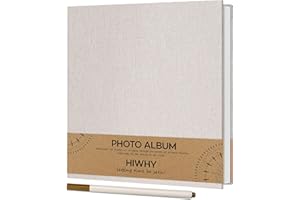 Hiwhy Photo Album Self Adhesive for 4x6 Pictures Scrapbook Album DIY Scrap Book 40 Sticky Pages for Family Wedding Couple with A Metallic Pen Beige