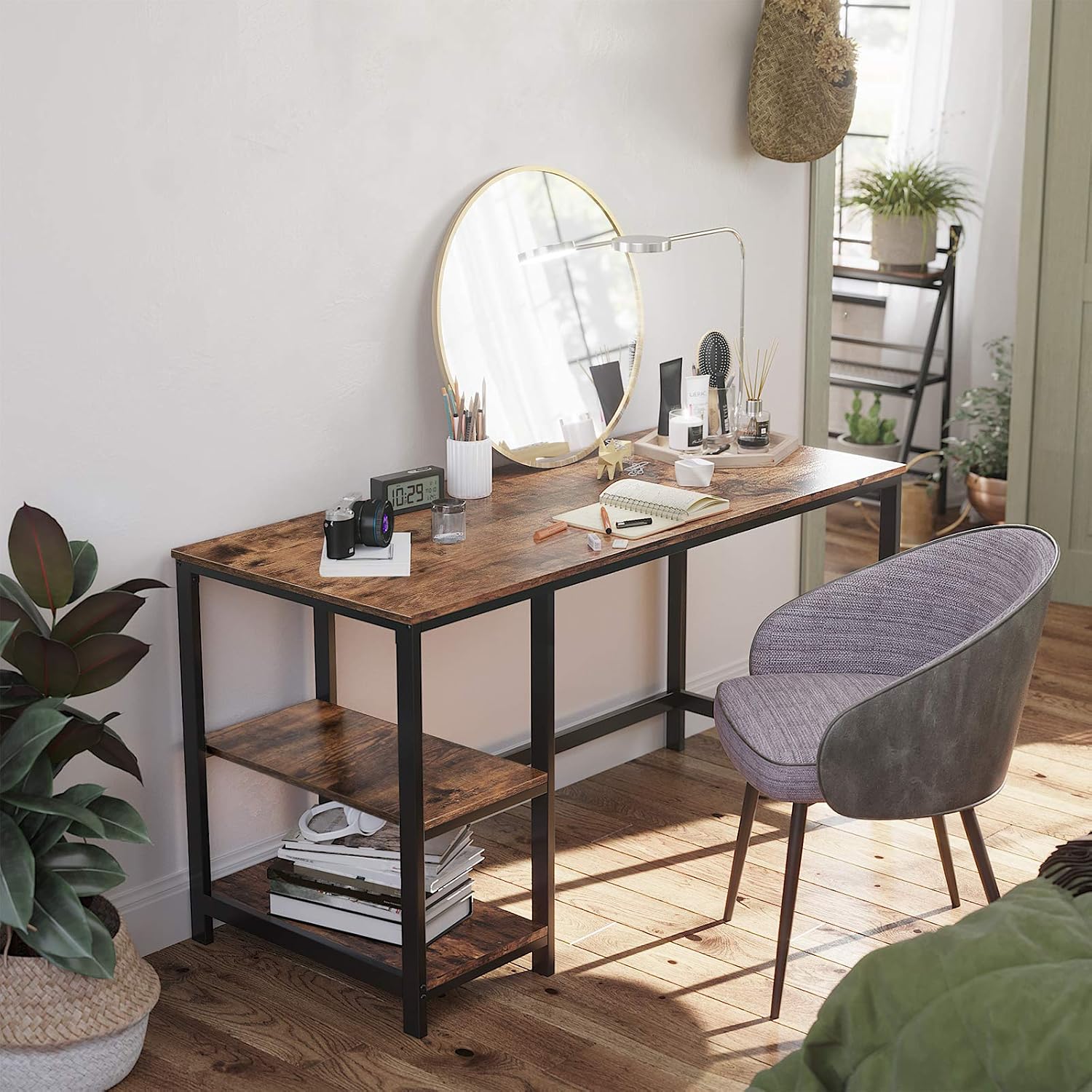 VASAGLE Computer Desk, Writing Desk with 2 Shelves on Left or Right, Work Table for Office Living Room Steel Frame - Image 5