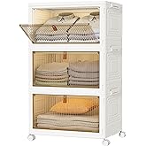 HOMIDEC Closet Organizers, 3 Tiers with a Top Lid, Wardrobe Closet with Wheels, Closet Organizers and Storage for Clothes, St
