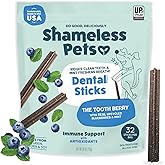 Shameless Pets Blueberry &amp; Mint Dental Chews for Dogs, 32 Chews | Dental Chews for Dogs, Dog Teeth Cleaning Treats with Immune Support