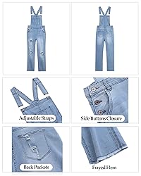 luvamia Women's Casual Distressed Adjustable Denim