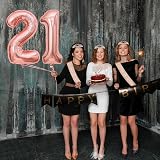Amosking 21st Birthday Decorations for Her Sash Crown Cake Topper Balloons Kit view 5