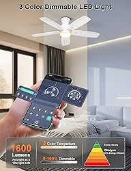 Ohniyou Ceiling Fans with Lights, 42'' Low Profile