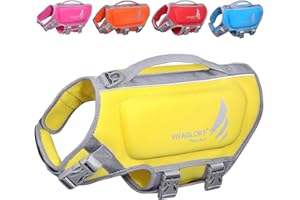 VIVAGLORY Lightweight Dog Life Jacket, Pet Life Preserver Life Vest Skin-Friendly Neoprene for Small Dogs with D-Ring and Quick Release Buckle, Yellow