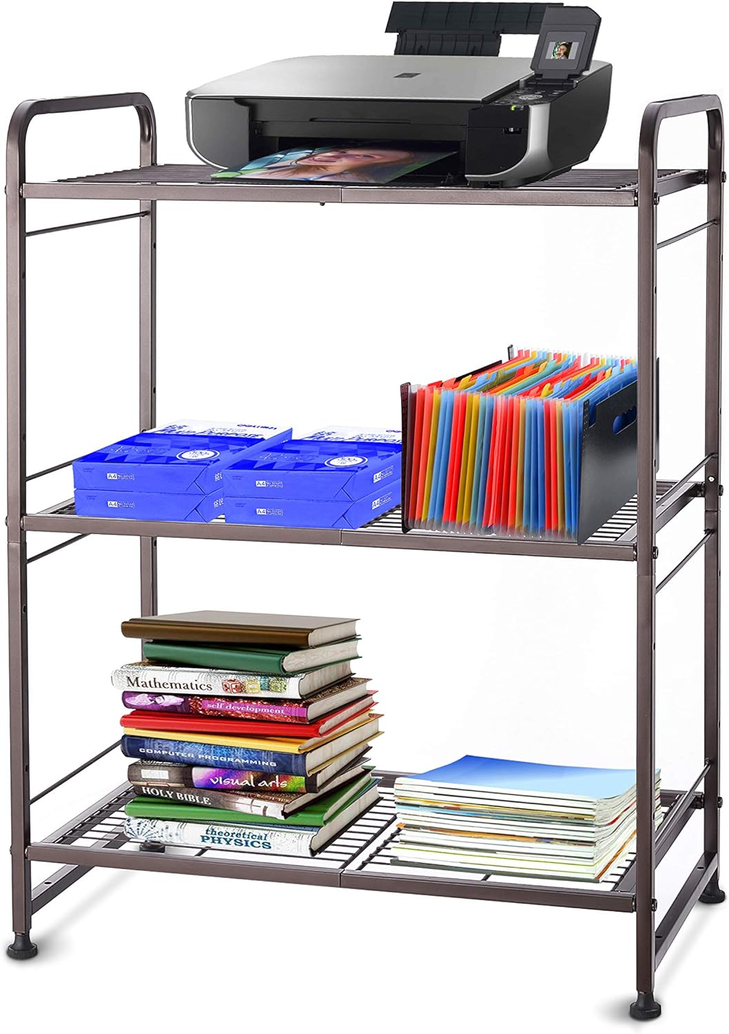 Simple Trending 3-Tier Stackable Wire Shelving Unit Storage Rack, Expandable & Adjustable Kitchen Storage Cabinet Shelf Organizer, Bronze: Kitchen & Dining