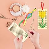 BEHAHAI Wooden Bookmark Cross Stitch Kit 4 Pack Embroidery Starter Set view 4