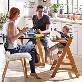 hauck Beta+ Natural Wooden High Chair Set 6 Months to 90 kg with Wheels view 2