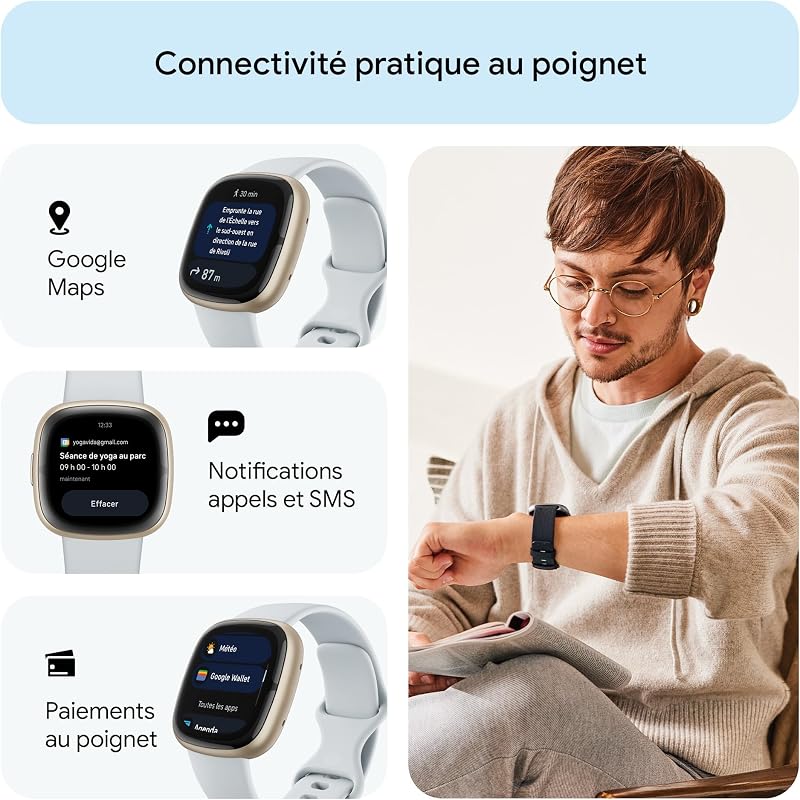 Google Fitbit Sense 2 Montre connectée sport et santé avec GPS intégré, fonctionnalités avancées pour la santé, jusqu’à 6 jours d’autonomie de batterie - compatible avec iOS 15 & Android OS 9.0