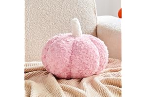 Lfsaaj Pumpkin Pillows, Halloween Pumpkin Decoration Throw Pillow, Cute Thanksgiving Pumpkin Shaped Throw Pillows Gifts, 8" Soft Dusty Pink Faux Rabbit Fur for Fall Funny Decorations