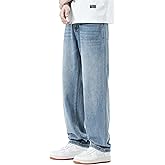 DOSLAVIDA Mens Jeans Regular Fit Ripped Jean Relaxed Fit Straight Leg Distressed Skateboard Denim Pants