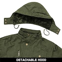 CHEXPEL Mens Cotton Military Jackets with Removable