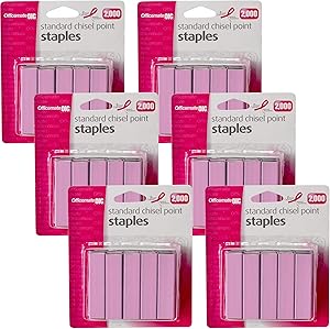 Officemate Breast Cancer Awareness Standard Staples, 105 per Strip, Pack of 2000, Comes in a 6 Pack, Pink (08950)