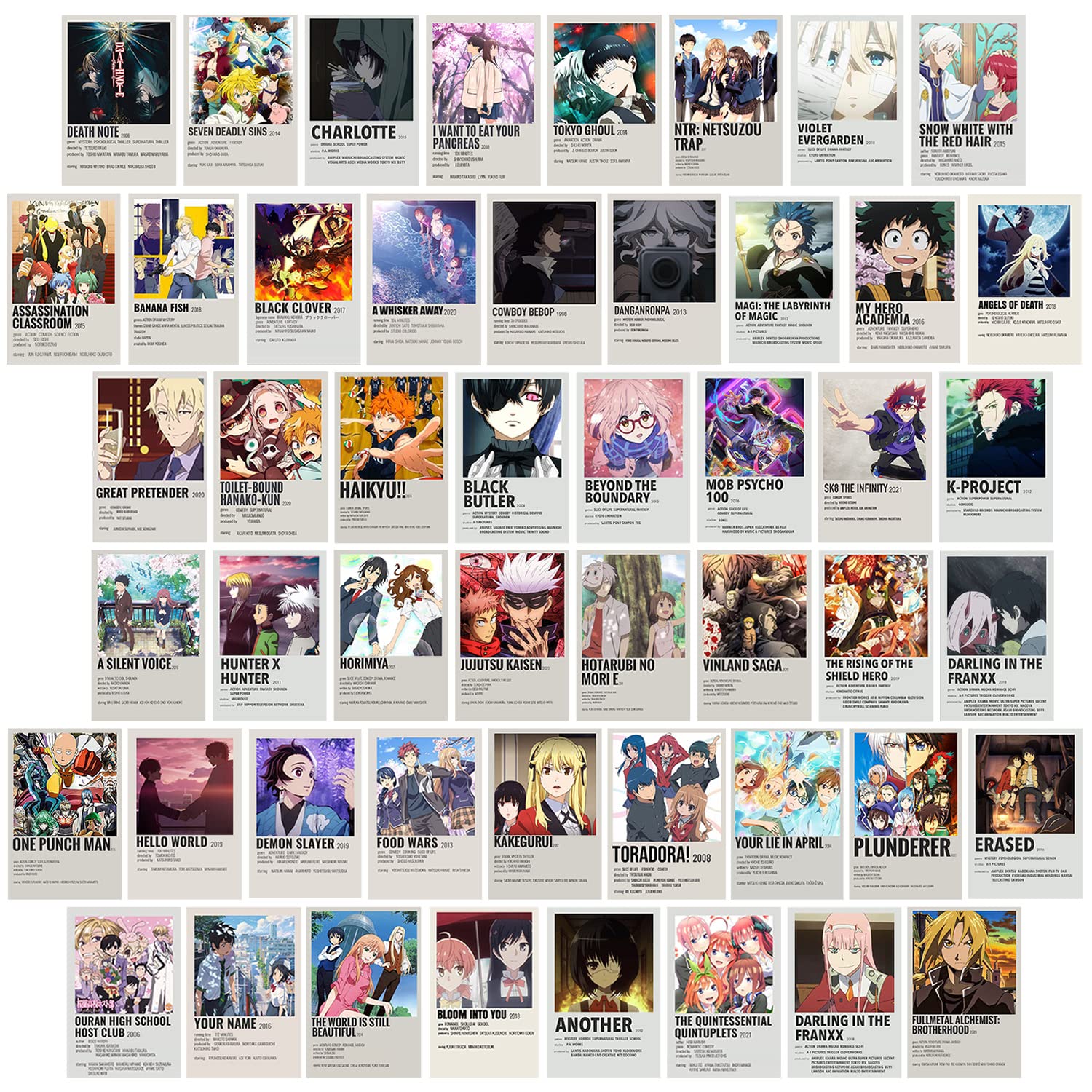 50pcs Anime Wall Collage Kit,Anime Collage Kit for Wall Aesthetic,Anime Poster,Manga Posters,Aesthetic Picture for Wall Collage,Animes Posters Dorm Decor Bedroom Decor for Animes Lovers — image 1