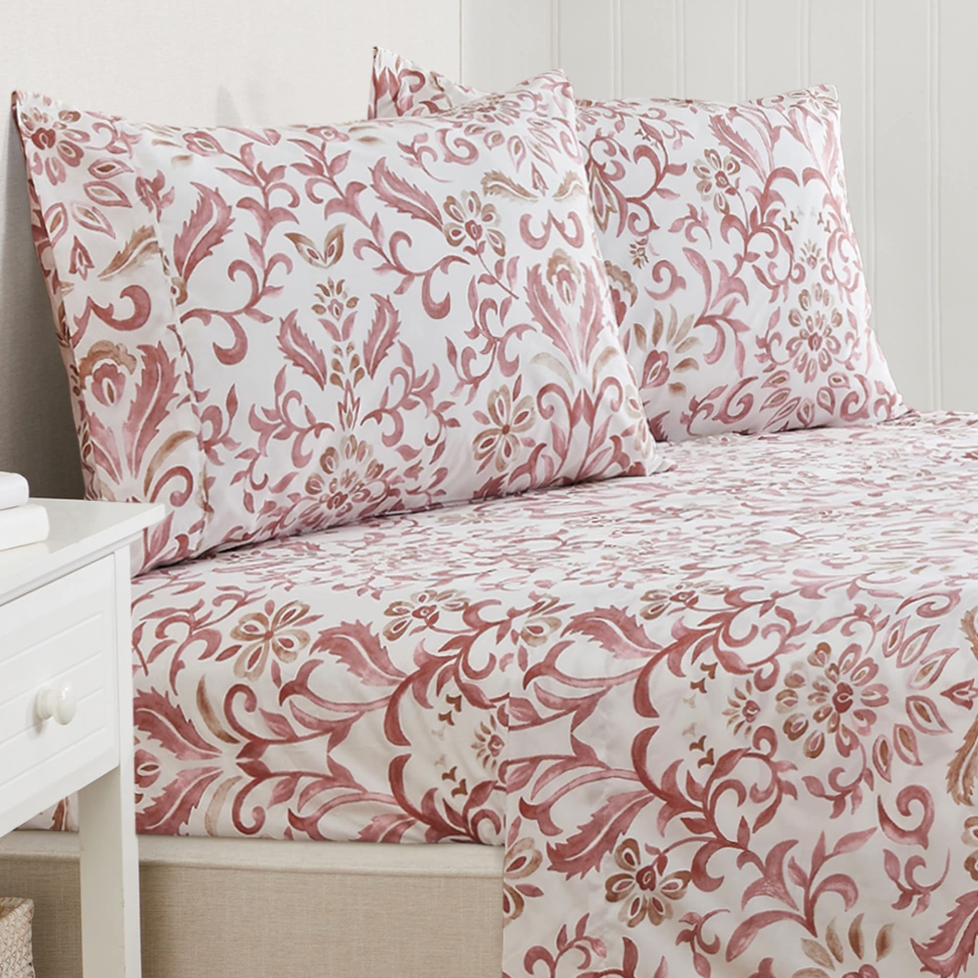 Photo 1 of 1-Piece Twin Size Floral Print Microfiber Sheet Set - Ultra-Soft, Pillowcase - Wrinkle Free, 
