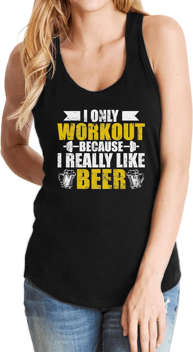 Amazon.com: TeeCheery Only Workout Beer Sarcastic Beer Funny Drinking Tank Top Shirt Women: Clothing