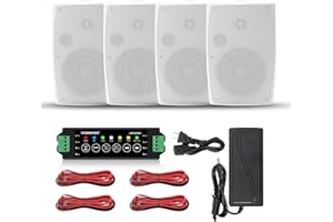 STUDIOFINIX 6.5 Inch 800W Outdoor Bluetooth Speakers Wired Waterproof with Multifunctional Amplifier, Wall Mount Speakers for Patio Garage Covered Deck(2 Pair,White)