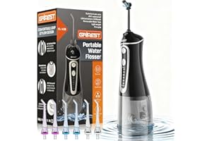 Water Flosser,Water Dental Flosser Pick for Teeth,Grinest 7 Modes Rechargeable Cordless Oral Irrigator Portable IPX7 Waterproof Tooth flossers for Home Travel-Black