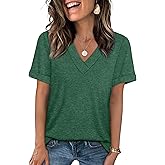 WIHOLL Womens Summer Tops Short Sleeve Basic Casual V Neck T Shirts Trendy Fashion 2026