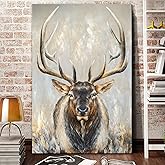 SEVEN WALL ARTS Moose Canvas Wall Art Abstract Wildlife Elk Deer Picture Large Vintage Animal Painting for Bedroom Living Room Farmhouse Decor 24"x36"