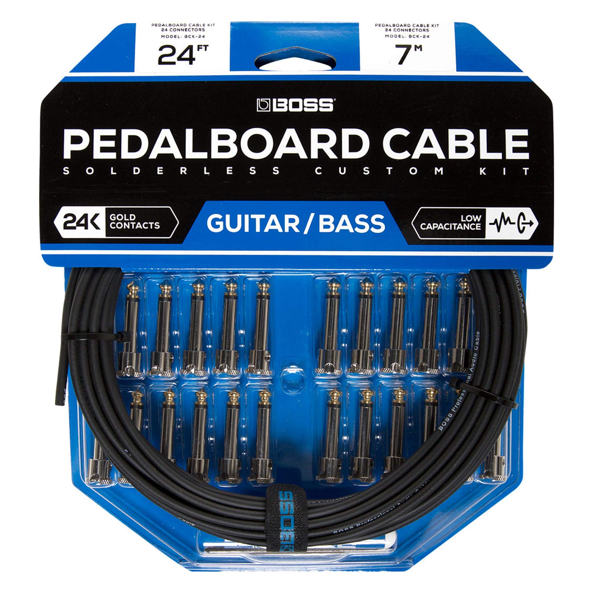 BOSS BCK-24 Solderless Pedal Board Cable Kit, Simple and quick assembly, 24ft/7m length