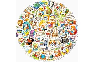 CAQZL 56 PCS Animal Reading Stickers, Graffiti Stickers, Cartoon Stickers,Cute Sticker, for Phone Cases, Laptops, Water Bottl
