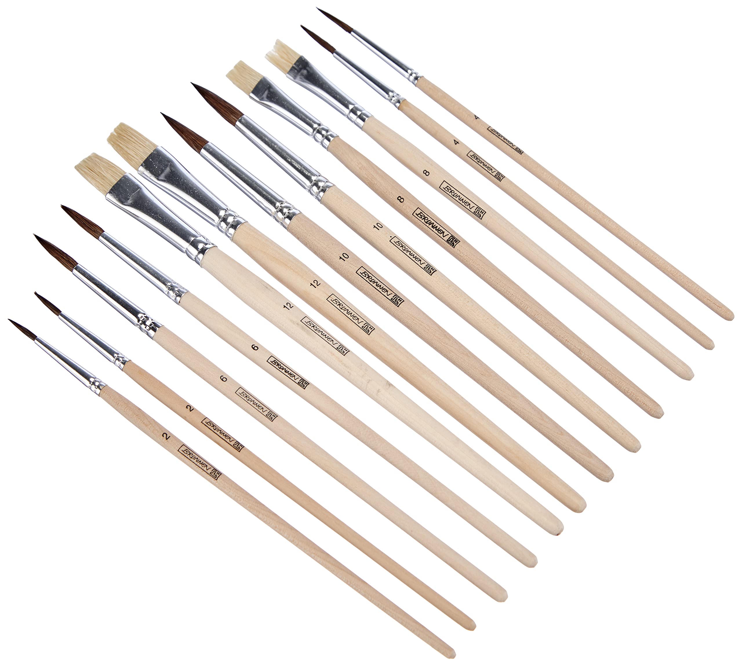 Brunnen 1048929 Set of school brushes (12 pieces, natural hair)