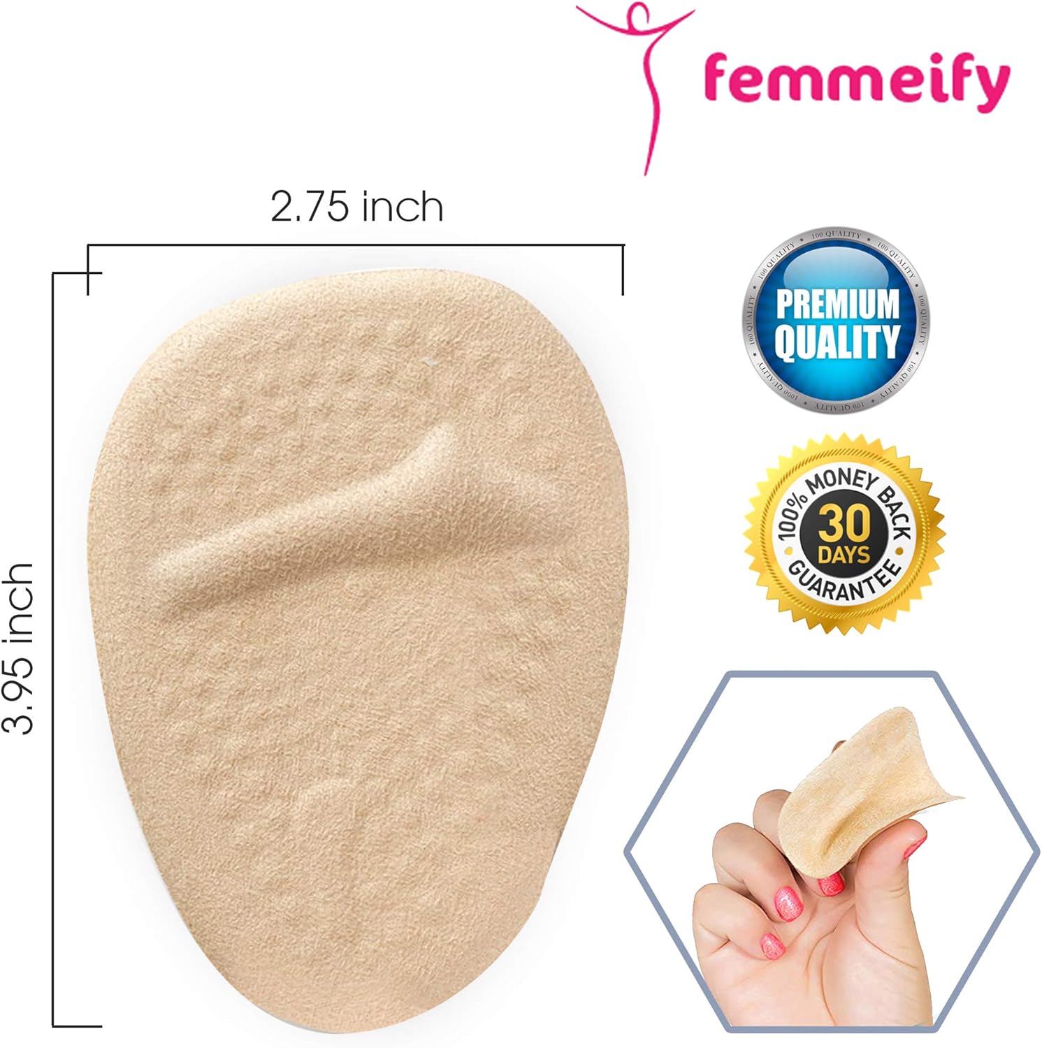 Femmeify Antibacterial Metatarsal Pads Heel Cushion for Women and Detox Foot Pads and Arch Support Shoe Insert - Pain Relief Heel Cup | Ball Foot Cushions | 2 Pairs (4pcs): Health & Personal Care
