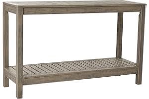 Cambridge Casual Solid Wood West Lake Outdoor Console Table – Weathered Gray Finish – Durable and Stylish Accent Plant Table for Patio, Deck, Porch, Garden, and Outdoor Spaces