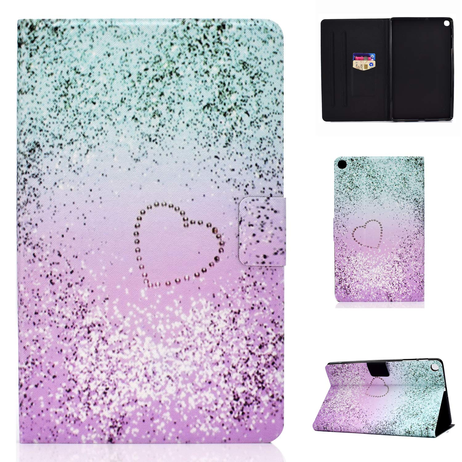 Lspcase Galaxy Tab S5e 10.5 Inch Case PU Leather Cover Flip Stand Tablet Protector With Auto Sleep/Wake Function and Card Slots For Samsung Galaxy Tab S5e 10.5 SM-T720 / T725 Heart Shape
