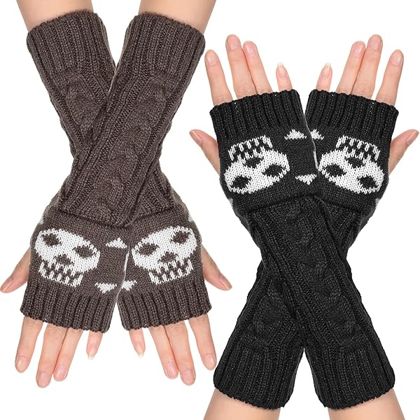 TODAYFUL　Seamless Mittens Armwarmer Amazon.com: F Flammi Arm Warmers Goth Knitted Fingerless Gloves