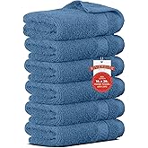 RIVERSIDE 6 Pack Premium Hand Towels Set, 16x28 inches, 100% Ring Spun Cotton, 600 GSM, Soft, Quick Dry and Highly Absorbent, Towels for Bathroom, Kitchen, Gym, Spa - M-Blue