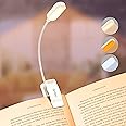 Gritin 16 LED Rechargeable Book Light for Reading in Bed- Eye Caring 3 Color Temperatures, Stepless Dimming Brightness, 80 Hrs Runtime, Lightweight Flexible Clip on Light for Book Lovers-White