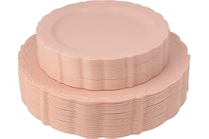 Posh Setting Posh Disposable Vintage Plastic Plates Set - Heavy Duty Vintage Dinnerware, 60 Pack with 30 Appetizer & 30 Dinne