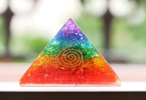 Amazon Com Crocon Seven Chakra Onyx Stone Orgone Pyramid Reiki Crystal Healing Chakra Stone Balancing Spiritual Enhance Decor Size 3 3 5 Inch Kitchen Dining