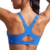 CRZ YOGA Butterlift Womens Racerback Padded Sports Bras - Medium Impact Scoop Neck Adjustable Straps Gym Workout Top