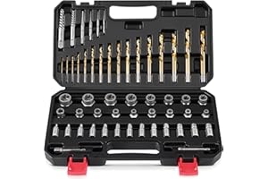 Kolvoii Bolt Extractor Kit, 54 Pieces Easy Out Screw Extractor Set, Left Hand Drill Bit Set, Multi-Spline Extractors, for Rem