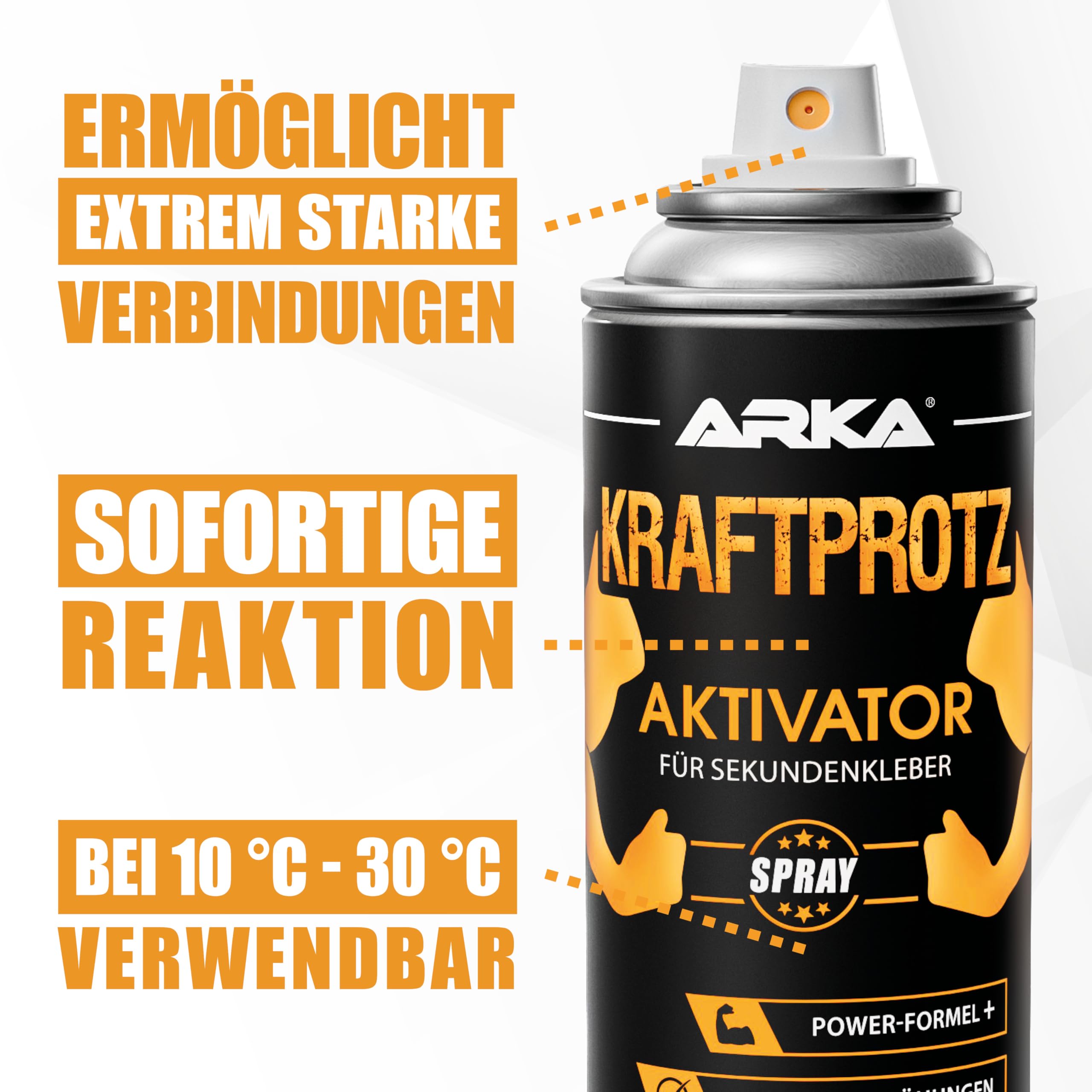 Aktivator Spray 200 ml für Sekundenkleber – Aushärtungsbeschleuniger blitzschnell in 1–4 Sek – hitze- & wasserfest, rückstandsfrei – für Cyanacrylat, Kunststoff, Glas, Metall, Holz – KRAFTPROTZ 5