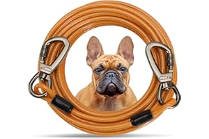 AYIFFWTEO Tie Out Cable for Dogs,10/20/30/ 50FT Long Dog Leash,Dog Runner for Yard Heavy Duty, Dog Chains for Outside, Sturdy Long Line Lead for Dogs Training Outdoor in Camping or Yard(Orange,10ft)